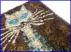 Stunning Rya MCM Original Danish Modern Cat Vintage Wool Wall Carpet Rug
