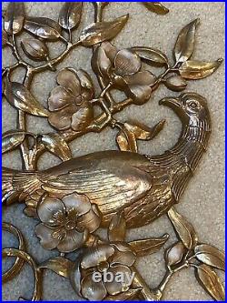 Syroco MCM 1964 Gold Pheasant Bird Of Paradise Set Dogwood Flowers Wall Art