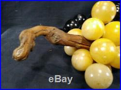 THREE Vintage Mid-Century Large Alabaster Grapes Clusters Stone FruitFREE SHIP