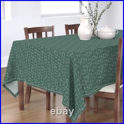 Tablecloth Mid Century Modern Retro Atomic Starburst Green Vintage Cotton Sateen