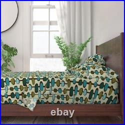 Teal Mid Century Retro Vintage 1950S 100% Cotton Sateen Sheet Set by Spoonflower