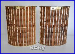 Tony Paul Vtg Mid Century Modern Brass Wood Interlace Wall Planter Sconce Retro