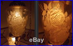 Triple Swag Lamp Mid Century Hollywood Regency 1950s MCM Pendant Vintage