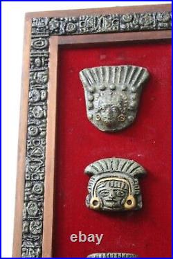 Two mid century modern large Mayan/Aztec Mexican Resin Wall Plaque 1960's