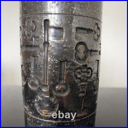 Unusual Mid Century Tenmoku Glaze Skeleton Key Cylinder Vase Bittosi for Raymor