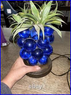 VHTF SOLID BLUE 1960-70's Lucite Grape Pineapple Retro Tiki Lamp Kitschy MCM