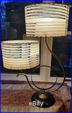 VINTAGE 1950s RETRO TABLE LAMP DUAL SHADE MID-CENTURY MODERN