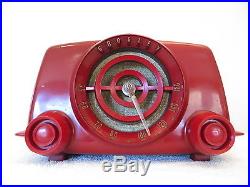 VINTAGE 1951 OLD MID CENTURY ANTIQUE ATOMIC CROSLEY RARE RED COLOR RETRO RADIO