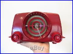 VINTAGE 1951 OLD MID CENTURY ANTIQUE ATOMIC CROSLEY RARE RED COLOR RETRO RADIO
