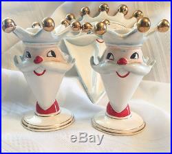 VINTAGE 1960 HOLT HOWARD Rare Santa King Candle Holders and Tray