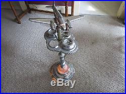 VINTAGE (40s or 50s) LIGHTED AIRPLANE FLOOR STANDING CHROME ASHTRAY