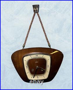 VINTAGE German EMES Mid Century Modern Retro Mechanical Rope Hanging Wall Clock