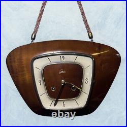 VINTAGE German EMES Mid Century Modern Retro Mechanical Rope Hanging Wall Clock