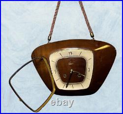 VINTAGE German EMES Mid Century Modern Retro Mechanical Rope Hanging Wall Clock