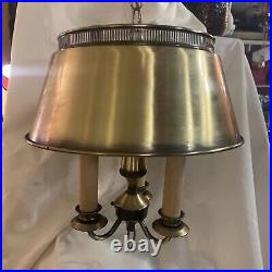 VINTAGE MCM TOLE PENDANT/SWAG LAMP WithTHREE LIGHTS, THREE WAY SWITCH. BRASS