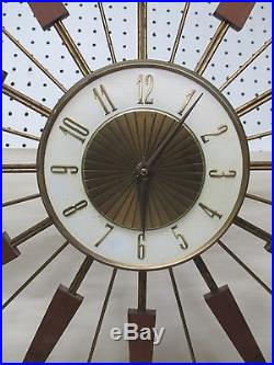 VINTAGE MID CENTURY ATOMIC ELGIN SUNBURST STARBURST WALL CLOCK EAMES MOD RETRO