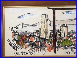 VINTAGE Mid Century 34X16 SAN FRANCISCO OIL PAINTING ART Cityscape Skyline RETRO