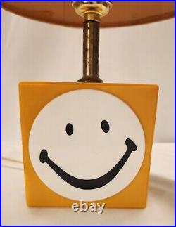 VINTAGE Mid-Century Happy Smiley Face Lamp Plastic 70s Yellow VERY NICE