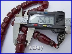VINTAGE OTTOMAN CHERRY AMBER MARBLE BAKELITE FATURAN 31 PRAYER BEADS 100 grams