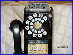 VINTAGE PAY PHONE 3-SLOT-COIN-OP-ROTARY DIAL-WESTERN ELECTRIC-BELL-ALL ORG-18