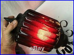 VINTAGE RETRO MID-CENTURY 3pc Red GLASS HANGING SWAG/PENDANT LIGHT/LAMP