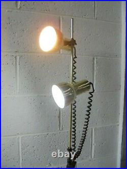 VINTAGE RETRO MID CENTURY BROWN BRASS TWIN SPOT LIGHT FLOOR LAMP postage £11.99