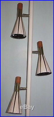 VINTAGE RETRO MID-CENTURY MODERN DANISH ERA STIFFEL 3 SHADE TENSION POLE LAMP