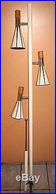 VINTAGE RETRO MID-CENTURY MODERN DANISH ERA STIFFEL 3 SHADE TENSION POLE LAMP