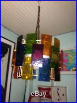 VINTAGE RETRO OLD Mid Century Eames Multi Colored Lucite Swag Lamp Light