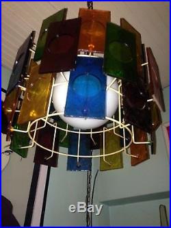 VINTAGE RETRO OLD Mid Century Eames Multi Colored Lucite Swag Lamp Light
