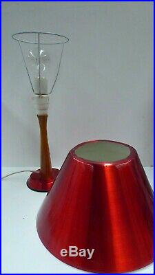 VINTAGE RETRO RED ANODISED 1950s TABLE LAMP MID CENTURY BAKELITE FITTINGS