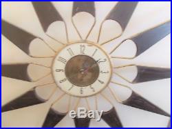VINTAGE Retro ELGIN Mid-Century 28 Sunburst Starburst Clock WORKS FREE SHIPPING