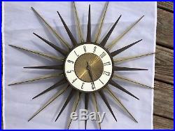 VINTAGE Retro ELGIN Mid-Century Sunburst Starburst Clock not working