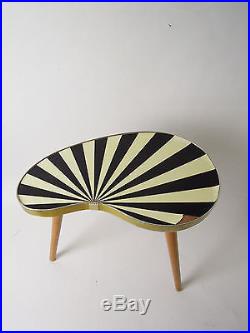 VINTAGE STRIPED SIDE TABLE DANISH MID CENTURY MODERN RETRO PLANT STAND 50s 60s