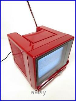 VTG 1986 Retro SOUNDESIGN RED PORTABLE TV Mid Century SPACE AGE PLASTIC Pop Art