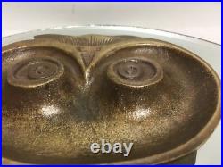VTG. Arts&Crafts Mission Mid Century Bronze Brass Pen Tray Pin Trinket Tray Owl