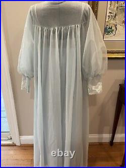 VTG Kayser All Nylon Baby Blue Mid Century Gown And Robe Peignoir Set Size M NWT