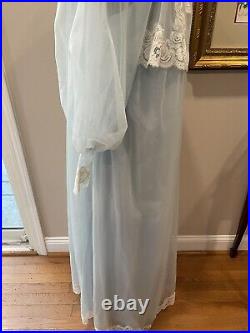 VTG Kayser All Nylon Baby Blue Mid Century Gown And Robe Peignoir Set Size M NWT