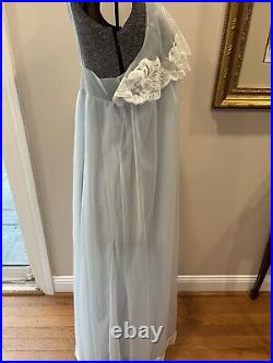 VTG Kayser All Nylon Baby Blue Mid Century Gown And Robe Peignoir Set Size M NWT