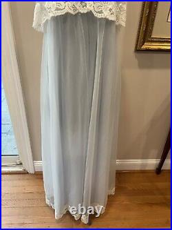 VTG Kayser All Nylon Baby Blue Mid Century Gown And Robe Peignoir Set Size M NWT