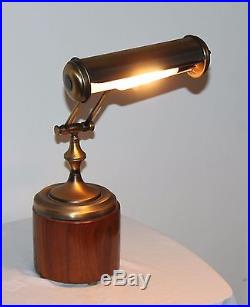 VTG Mid-Century Brass Wood Danish Modern Desk Table Lamp Swing Arm Retro Old