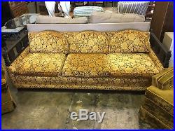 VTG Mid Century SET Sofa By Rowe Couch 2 Chairs MCM RETRO YELLOW Floral Pattern