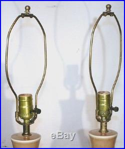 VTG PAIR CERAMIC TABLE LAMP RETRO MID CENTURY MODERN 50s 60s BROWN PINEAPPLE