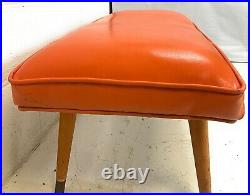 VTG Retro Mid Century Modern Foot Stool Ottoman Orange footstool danish bench