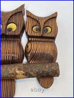 VTG Retro Witco Tiki 3 Owls Birds on Branch Hawaiian Mid Century Modern Rustic