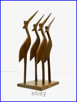 Very Rare Large MID Century Danish Modern Teak Sculpture Heron Birds By Jensen