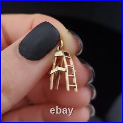 Vintage 14k Yellow Gold Articulated Folding Ladder Charm Retro Mid Century Gift