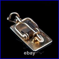 Vintage 14k Yellow Gold Articulated Mouse Trap Charm Sets Mid Century Retro Gift