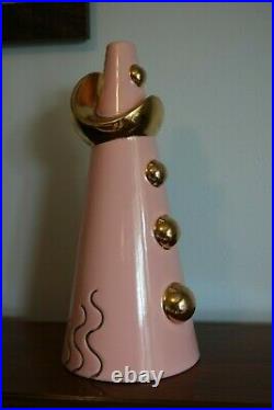 Vintage 1950's Mid Century Kron Pink Gold Abstract Ceramic Art Lamp Base