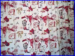 Vintage 1950's western cowboy rodeo Hopalong cotton fabric huge curtain panel